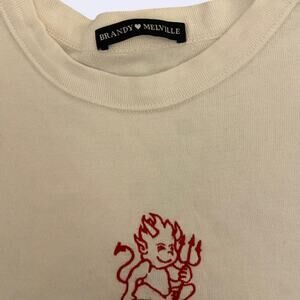 Brandy Melville White Devil Baby Crop Top